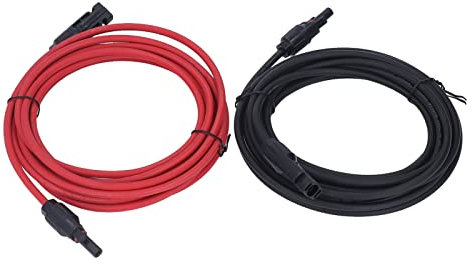 PerGar Cavo di Prolunga per Pannello Solare, 2 Pezzi 12AWG 4 mm² Cavo di Prolunga per Pannello Solare, Nero Rosso Cavo di Prolunga per Adattatore Solare con Connettori Femmina Maschio