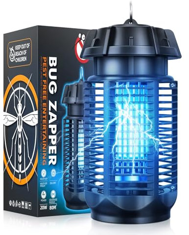 Love begans Lampada Antizanzare Elettrica, Zanzariera 20W UV Anti Trappola, Zanzare Elettrica Anti Insetti per Giardino Interno Esterno, Impermeabile IPX4, con 1 Spazzole Pulit