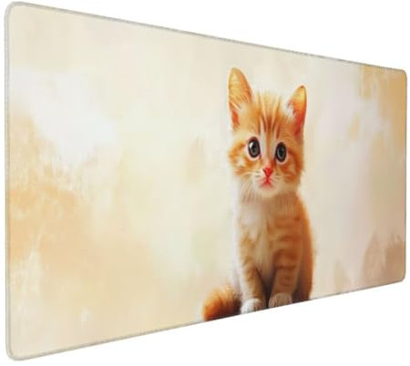 Niedlich Katze Mauspad,Large XXL Mouse Pad 700x300x3mm Tastatur Matte, Groß Vernähte Kanten WassXerdicht Anti-Rutsch Mauspad,Erweiterter Schreibtisch Schutz Mauspad für Geschenk Weiblich Office k-275