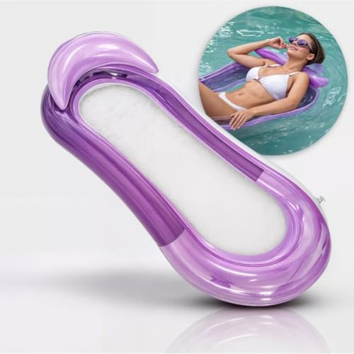 Materassino Gonfiabile Da Mare Con Cuscino 160x84 cm - Materassino Mare Con Rete Sospesa Confortevole, Fino a 250 Libbre, Relax in Piscina, Mare e Lago - Ideale Come Amaca Da Mare (VIOLA)