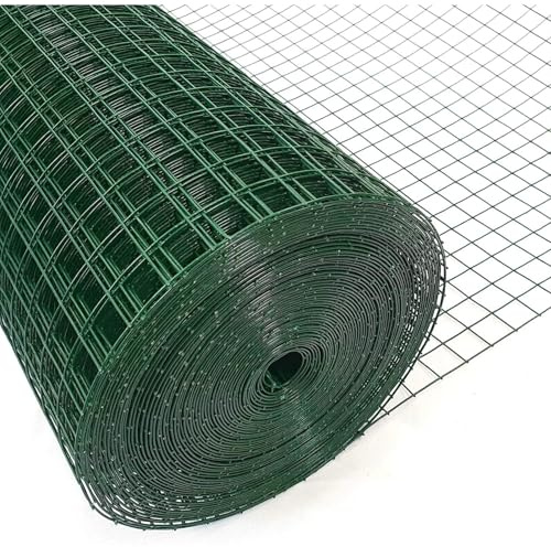 LoviStore Rete Plasticata Elettrosaldata Zincata Metallica Verde, Rotolo 25 mt, Recinzione Rigida Recinto Protezione Plastificata Giardino Balcone Terrazzo, Vari Formati (Verde, h 150 cm)