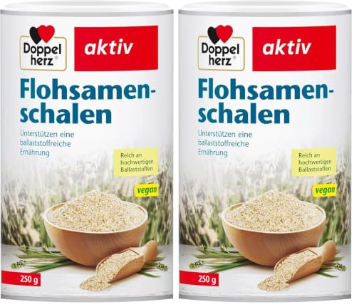 Doppelherz Flohsamenschalen - Zur Unterstützung einer ballaststoffreichen und gesunden Ernährung - geschmacksneutral - 250 g (Packung mit 2)