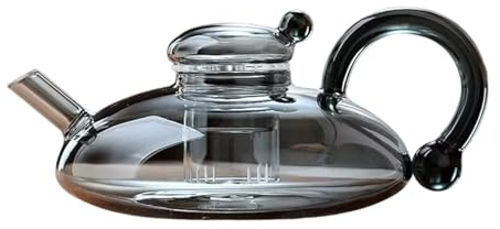 Teiera da 600 ml, in vetro borosilicato trasparente, resistente al calore, lavabile in lavastoviglie, bollitore per casa, studio, feste