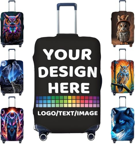 WANAHTON Personalisierte Kofferhülle Elastisch Kofferhülle 18-32 Zoll Kofferschutzhülle Gepäck Cover Reisekoffer Hülle Kofferschutz Luggage Cover Gepäckabdeckung (Customized, XL)