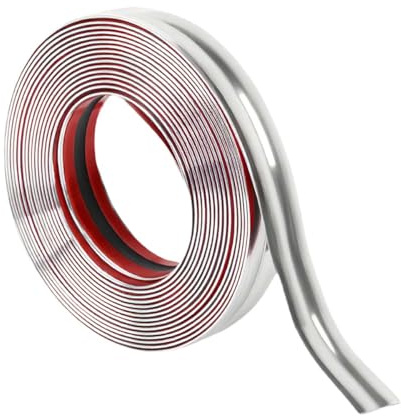 Marsred 2cm x10 m Zierleisten selbstklebend，Flexible Stuckleisten für Innen- und Außenecken von Wänden, Tischkantenschutz für Wohnzimmer,Badezimmer,Küche,Schlafzimmer,Spiegel Glänzendes Silber