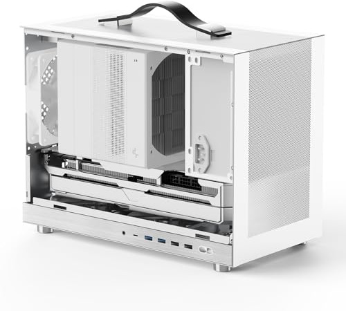 Shiny Snake G300 16.8L MATX Mesh PC Case - ATX/SFX-L/SFX PSU | 340mm GPU & 240/280mm AIO Support | 164mm CPU Cooler | Reinforced Carry Handle | Mini Tower for Content Creation & Gaming - White