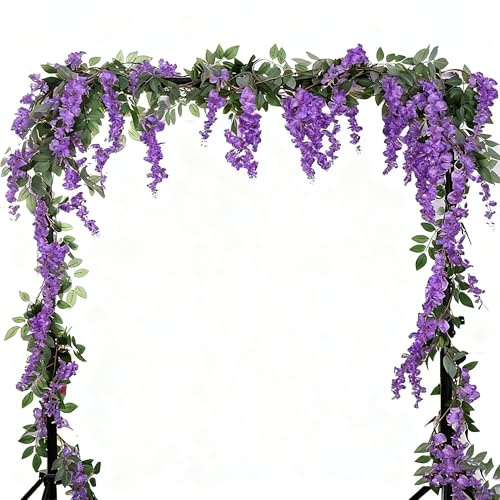 HanYun 2pcs 7FT Künstliche Glyzinien Girlanden, Künstliche Blumen Blumengirlande Kunstpflanzen Hängende Girlande Seidenblumen für Zuhause Party Hochzeit Boho Dekoration (Lila)