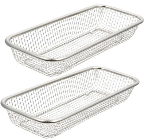 Cesta de Lavavajillas de Acero Inoxidable, 2 Piezas, Plata | Drenaje y Almacenamiento, Resistente al Óxido Alta Temperatura, Accesorio para Cubiertos y Palillos