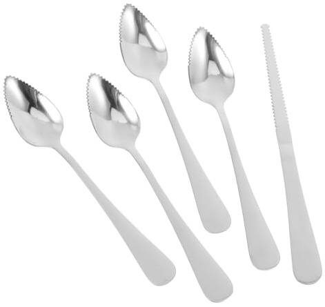 FUNOMOCYA Corte De Frutas Para Pomelo Con Dentados Cuchara y Cuchillo De Acero Inoxidable Para Frutas Para Limón Kiwi y Melón Cocina