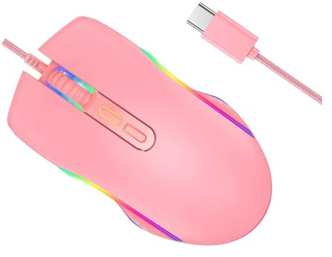 NOLITOY Souris Filaire USB-c RGB Gaming avec Éclairage Modifiable Dpi Programmable Surface Antidérapante pour Ordinateur Portable Et Pc