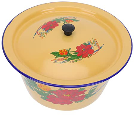 iplusmile Ciotola Smaltata Per Lardo 1,4l Con Coperchio 19,5 Cm, Resistente All’usura Per Cucina Vintage, Per Mescolare e Conservare in Casa