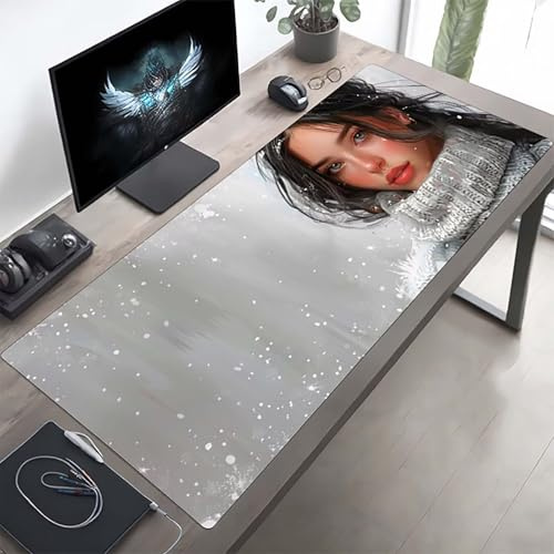 Gaming Mauspad 1600x800x3 mm Gaming Mousepad XXL Frau Schwarz Mauspad Schreibtischauflage, Genähte Kanten Mausmat, rutschfeste Gummibasis, Schreibtisch Schutz für Home Büro, Geschenke PjY11150 R-1