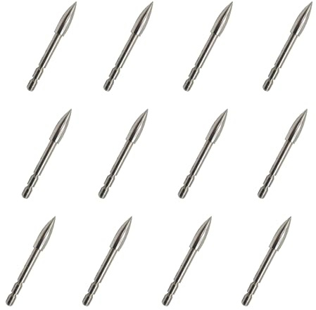KURUGEILI 12 Stück Bogenschießen Feldpunkte 80/100/120 Korn Edelstahl Praxis Pfeilspitzen Einsetzpunkte Bogenschießen Kugelpunkte für ID 4,2 mm Pfeilwelle