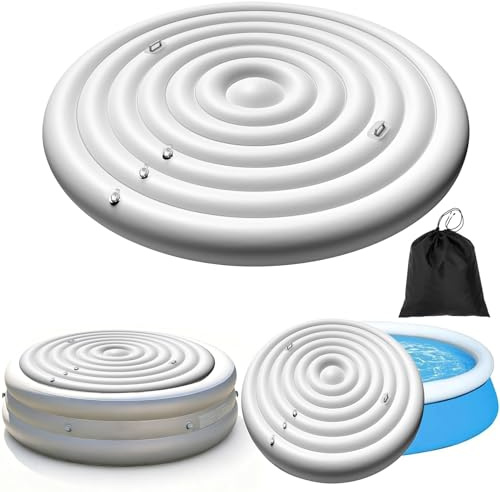 Aufblasbare Whirlpool-Abdeckung,rund,mit Griff,128/155/175cm Whirlpools Gehäuse,whirlpools Thermoabdeckung,wasserfester Energiespardeckel für Spas mit Schnelles Inflationsloch (Weiß)