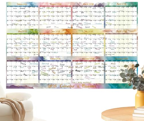 Calendario Da Parete 2026 - Planner Cancellabile A Secco | Calendario Laminato Annuale | Da Gennaio A Dicembre 2026 Per Casa Ufficio Scuola Professionista Studente Famiglia