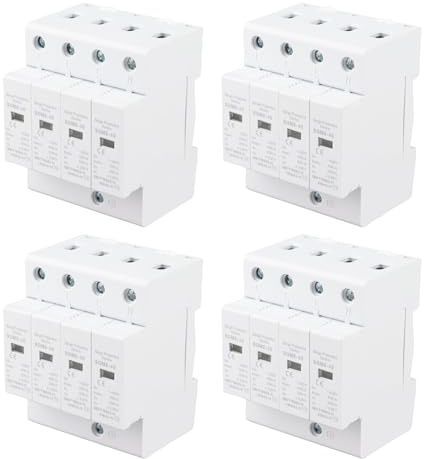 Kikumi 4P 40KA DIN Rail Protector, Low Voltage Arrester Device with Retardant Casing and Detachable Design, for Electrical Equipment Protection From Lightning Strikes