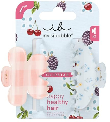 invisibobble Haarklammer Damen (2x) Mittelgroß Bunt – Haarspange Blume Karo Cottagecore – Clipstar Wildflower Petals n Punch Duo verspielt – Hair Claws alle Haartypen Statement Haarschmuck Größe M