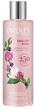 Yardley London English Rose Body Wash, Floral Womens Shower Gel with Shea Butter, Cleansing and Hydrating Body Wash for Women 250ml
