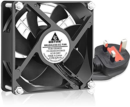 GDSTIME 80mm Computer Fan 220V 80 x 25mm EC AC 240V PC Fan 230V Brushless Axial Cooling Fans