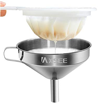 IAXSEE 5-Inch Stainless Steel Funnel with Fine Mesh Strainer, 200 Mesh Cooking Oil Filter