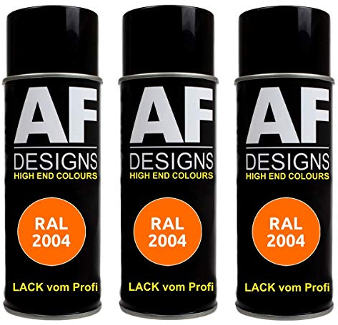Alex Flittner Designs 3X Ral Pintura en Espray Pintura Coche Laca Colorida Lata de Aerosol RAL2004 Naranja Mate
