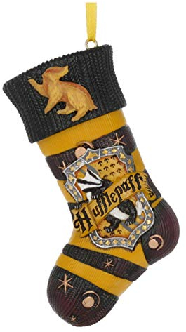 Nemesis Now Offizielles Lizenzprodukt von Harry Potter, Hufflepuff-Weihnachtsstrumpf, hängend, festliches Ornament, gelb One Size