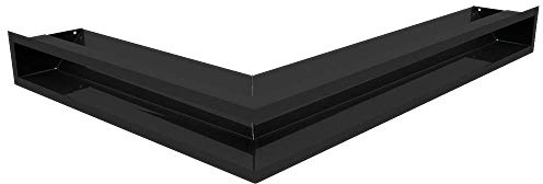 Grille de Ventilation KRATKI AIR | Grille de cheminée Coin Droit 547 x 766 x 90 mm | Noir | Grille d'extraction pour Ventilation de cheminée | Prise d'air à Un Angle de 45 degrés