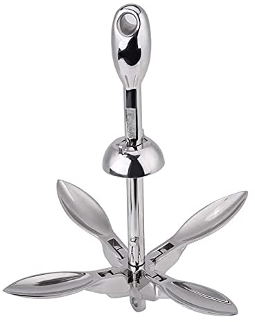 FHCGZSST Edelstahl Boot Folding Grapnel Anker Faltanker,Verankerung Kit Ankerset,Anschlussteile for Bootsanker, Klappanker, Schirmanker Angelboote, Schlauchboote, Kanadier Und Kajaks (7kg/15.43LB)