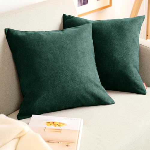 Blumtal Set om 2 Kuddfodral 50x50 Mörkgrön - mysigt Kuddfodral i chenille med dold dragkedja, Oekotex-certifierat Kuddfodral för prydnadskuddar Soffkuddar Klädsel & prydnadskuddar