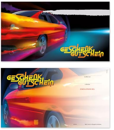 GESCHENKGUTSCHEINcom by POS-HAUER. 10 Gutscheine, blanko zum selber Ausfüllen. Für KFZ-Zubehör Werkstatt Autoreparatur.