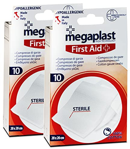 Lot de 2 paquet de 10 compresse de gaze stérile - Format : 20 x 20 cm -JUANIO-