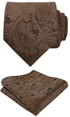 Alizeal handgjord paisley blommig slips med ficknäsduk set, 174-Brun, en storlek