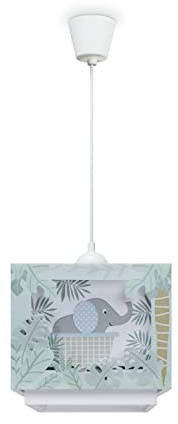 Paco Home Kinderzimmerlampe Kinderlampe Deckenlampe Pendelleuchte Lampenschirm Stoff Regenbogen Stern Löwe Dino Mond E27, Lampenart:Pendelleuchte - Typ 8, Farbe:Grün