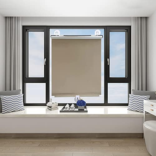 Einziehbarer Verdunkelungsrollos,Saugnapf Sonnenschutzrollos Für Fenster,Tragbare Vorhänge Rollläden,Dachfenster Sichtschutz Wärmeschutz Rollos,Für Heimbüro Schlafzimmer,Gold-55×125cm(21.7*49.2in)