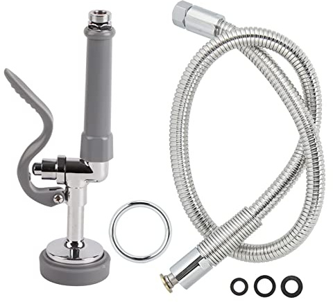 Tissting Pre Rinse Hose Connection Spray Head Commercial Restaurant Kitchen Sprayer 0.7GPM High Pressure Spray Head with 37.4in Hose for Restaurant Industrial Faucets (Gray)