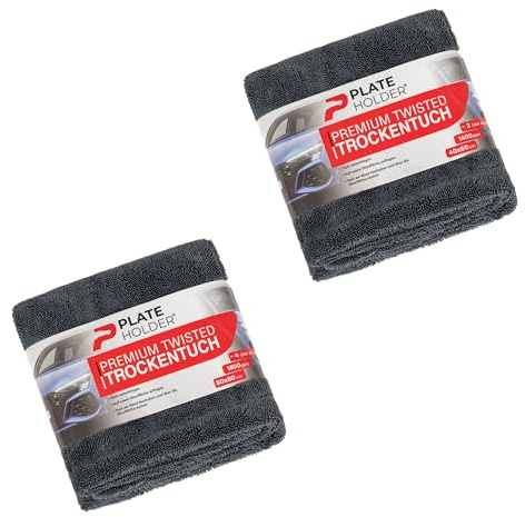 PLATEHOLDER® Premium Trockentuch Bundle 40x60 + 50x80cm 1400-1600 GSM | Ultra saugstark | Fusselfrei | abgerundete sanfte Fasern | kratzerfrei | Mikrofasertuch für Auto Motorrad Fahrrad