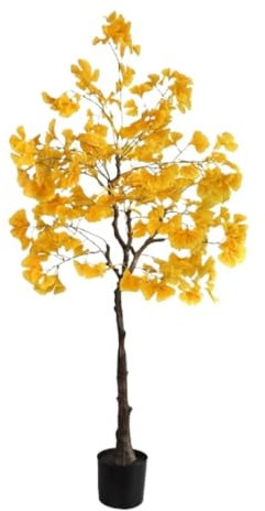 Aartificial Plants Indoor Artificial Ginkgo Tree In Plastic Nursery Pot Fake Plant For Office Home Living Room Decor Floor Plant (Color : A, Size : 160cm)