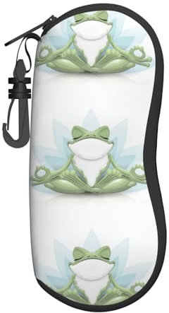 Wunderschönes 4-Jahreszeiten-Baum-Sonnenbrille, weiches Etui, ultraleichtes Neopren-Brillenetui mit Karabiner, tragbares Brillenetui, Lustiger Yoga-Frosch, One size