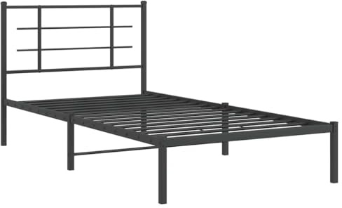 vidaXL Bettgestell mit Kopfteil Metall Schwarz 100x200 cm