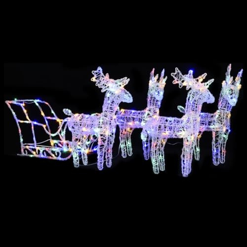 Home Outdoor Sonstiges Rentiere & Schlitten Weihnachtsdeko 280x28x55cm Acryl