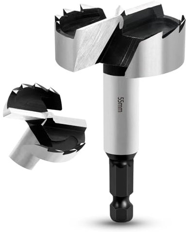 NICAVKIT Professional Forstnerbohrer 55mm mit Sechskantschaft - Lochschneider für Holz, Topfbohrer Kunstbohrer