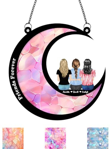 Friends Forever Personalized Window Hanging Suncatcher Ornament Friendship Gifts For Women, Custom Sisters Indoor Window Decor, Best Friend Birthday Gifts, Besties Forever