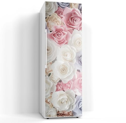 DEQORI Magnetfolie für Kühlschrank 60x180 cm | Motiv Sanfte Pastell Rosen | dekorative Magnetmatte Gefrierschrank Schutz | Magnet Deko-Folie selbstklebend, magnetisch & wasserabweisend