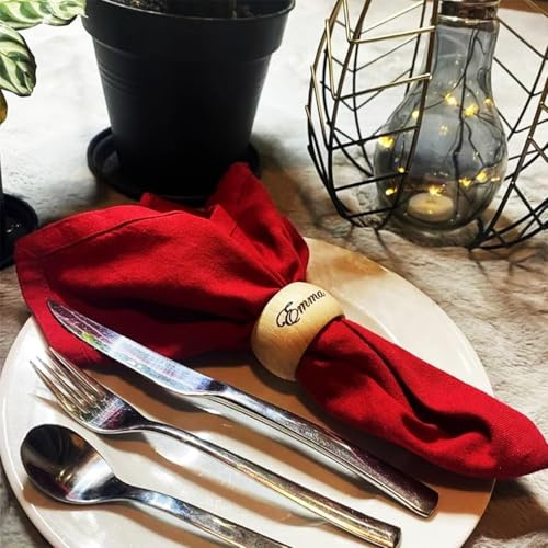 Personalisierte Gravierte Serviettenringe Aus Holz Mit Namen, Serviettenringhalter Aus Holz, Hochzeitsbankett-Zubehör, Weihnachtstaufe, Küchendekor, Tischdekoration