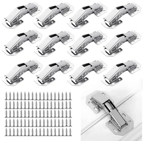 Concealed Cupboard Door Hinges, 12 Pcs Concealed Hinges, 90 Degree Hinge Concealed Cupboard Door Hinges with Screws for Kitchen Cupboard Doors Bathroom Cabinet Wardrobe