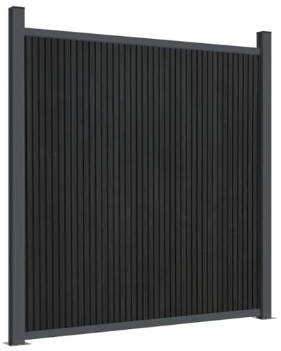 Tidyard Zaunelement mit 2 Pfosten,Gartenzaun 180x180 cm für Privatsphäre und Dekoration, Sichtschutz für Außenbereich, Windschutz Zaun Lamellenzaun,Grau WPC