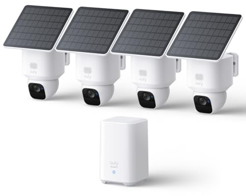 eufy Security SoloCam E30, 4-Cam Pack Kit, Security Cameras Wireless Outdoor, Solar Camera Outdoor Wireless, 360° Pan, AI Tracking, 2K Clarity, No Monthly Fee, Supports Only 2.4GHz