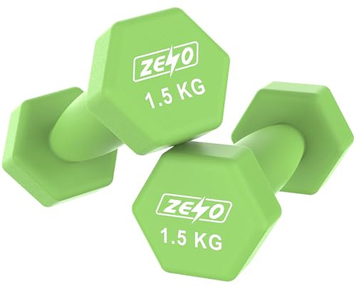 ZENO Dumbbells Set Of 2 | Dumbbells for Women | Hexagon Neoprene Weights | Hand Weights for Women | Anti-Slip & Sweat Resistant Dumbells