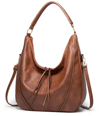 ZOVYRON Elegante Borsa Donna Grande - Borsa Tracolla Donna in Pelle PU Tracolla Regolabile Borsa a Spalla Grande Capacità per Lavoro, Università, Viaggio (Marrone)