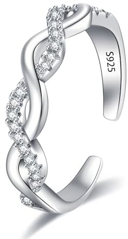 Epoch World 925 Sterling Silber Ring Verstellbare Silber Ringe Fingerring | 925 Sterling Silber Ring Verstellbare Ring Silber Damen mit Zirkonia Fingerring Ringe für Damen Frauen Schmuck
